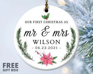 Personalized First Christmas Married Ornament, Newly Married Gift Ornament - Picture 1 of 2