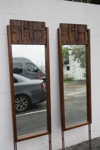 Brutalist Lane Mid Century Wall Dresser Bathroom Vanity Mirrors a Pair 3674 Cover