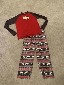 LAZY ONE Men’s Unisex Moose Coordinating Pajamas PJ’s Sz S Red Gray - Picture 1 of 8