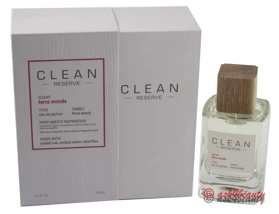 Clean Reserve Terra Woods By Clean 3,4 oz/100 ml spray EDP feminino novo na caixa - Imagem 1 de 1