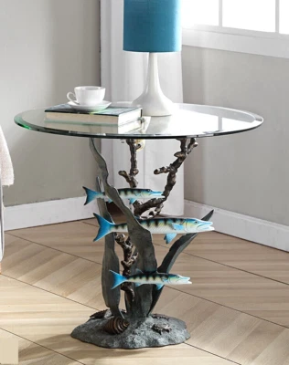 Barracuda End Accent Table Coastal Nautical Cuda Fish Sculpture ~ SPI Home 35010 - Image 1 of 4