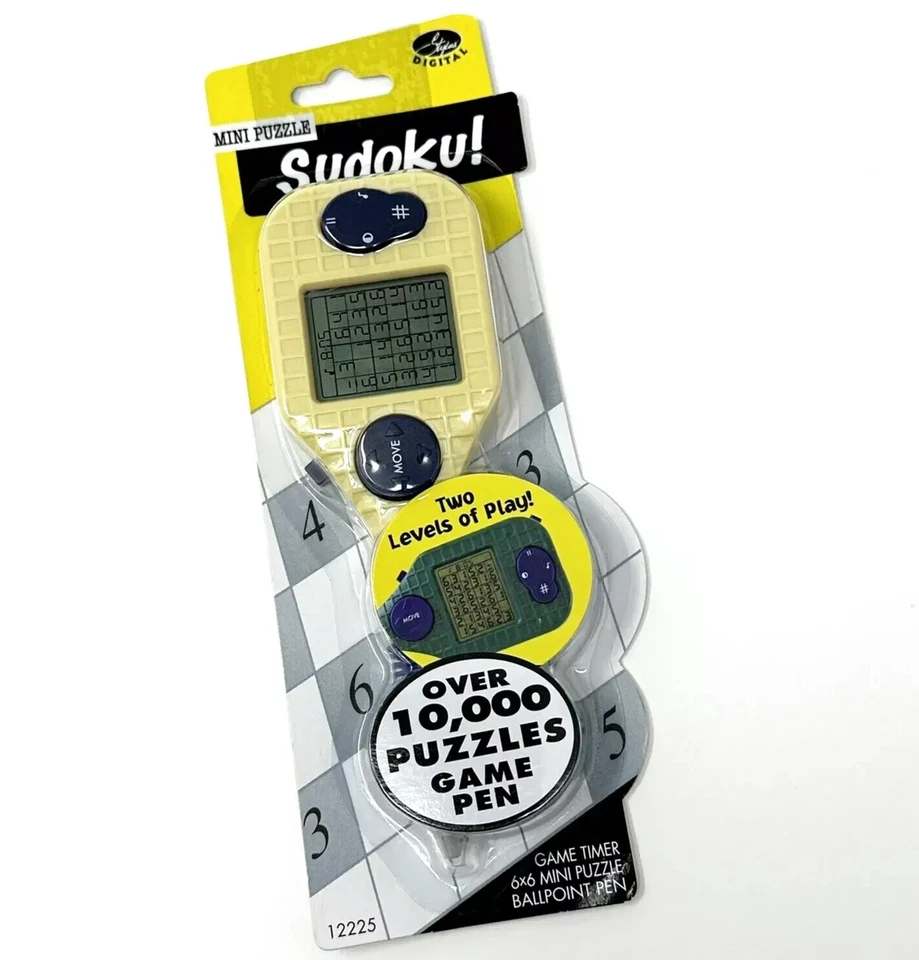 New in Package Mini Puzzle Sudoku ! Digital Ballpoint Game Pen Sealed Yellow 6" - Image 1 of 1