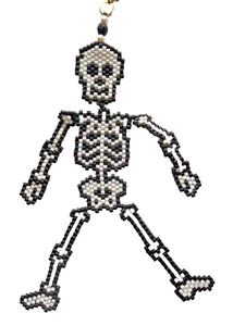 Beaded Handmade Halloween Skeleton Decorative Charm/Fob - Picture 1 of 3