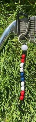 GOLF Stroke Counter Scorekeeper Red/White/Blue USA SCORE! Beads Disc/Frisbee