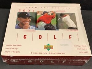 2001 UD PREMIERE EDITION GOLF UNOPENED WAX BOX 24 PACKS TIGER WOODS RC