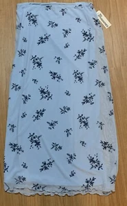 No Boundaries NEU M (8-10) Polyester Spandex Flock Mesh gefüttert Rock blau Blumen - Bild 1 von 6