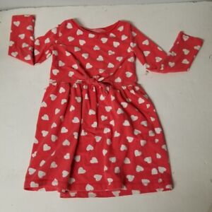 Carter's Kid Red Heart Dress Stretchy knit Jersey Pullover 4 Y polka Dot Hearts