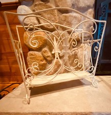 Magazine book rack cream shabby chic fleur de lis scroll