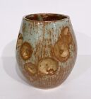 Signed Kisbro Vase Studio Pottery Modern Dot Impression Circle Line Textured Pot