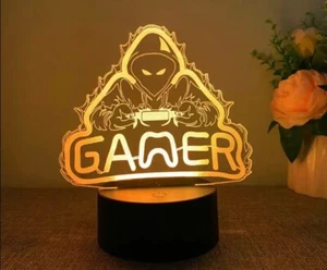 3D Gamer Night Light Room Lamp Multi Colour USB Battery Birthday/ Christmas Gift - Picture 1 of 9