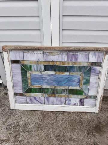VINTAGE STAINED GLASS  CHURCH WINDOW   WE SHIP!!!!!!!! Cover