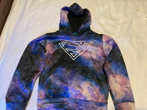 DC Comics Superman Sweatshirt Hoodie YTH (S) 6/7 Logo Superhero PURPLE/BLUE EUC - Picture 1 of 5