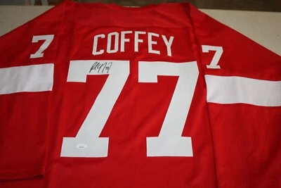 DETROIT RED WINGS PAUL COFFEY #77 Sewn Stitched Autographed Custom JERSEY JSA - Image 1 of 3