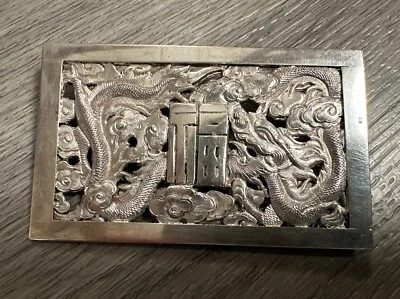 Grande Broche ancienne Indochine " Dragon  " - Argent Massif - Photo 1/4