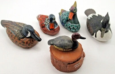 LOT OF 5 ~ Hand Painted Duck Decoy Mini Miniature Glass Eyes - Plastic / Ceramic - Image 1 of 4