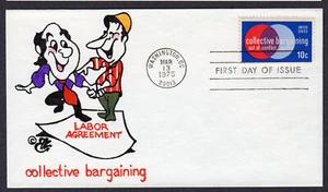 1975 Collective Bargaining (Scott 1557) - Ellis Animated Hand Colored FDC MT406 - Picture 1 of 1