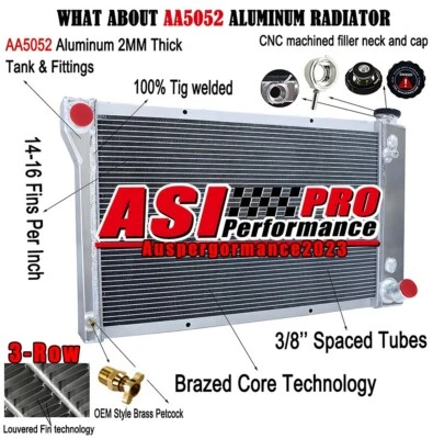 3 ROW RADIATOR fit 1968-1972 Chevy C/K Series Pickup Trucks C10 C20 4.8/5.0L MT Foto 1 de 4