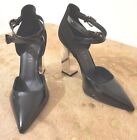 Ladies uk 3 ALLYN shoe black suede leather straps silver heel eu36 Wedding party