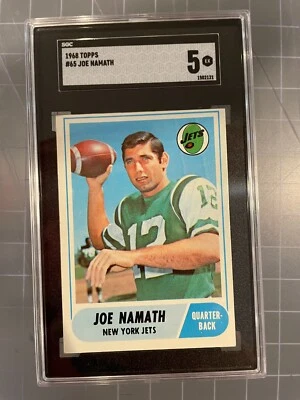 1968 TOPPS #65 JOE NAMATH NEW YORK JETS FOOTBALL CARD SGC 5 EX - Image 1 of 2