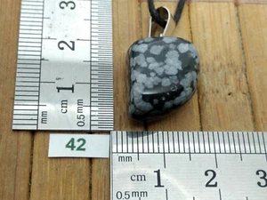 OBSIDIAN SCHNEEFLOCKE Anhänger + verstellbare Kordel Mineralien Reiki Stein - Bild 1 von 2