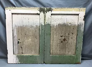 Antique Pair VTG Shabby Wood 19x32 Early Cupboard Cabinet Doors Chic Old 592-25B - Picture 1 of 23