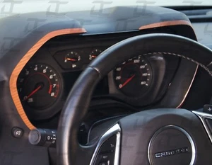 2016-2022 Camaro Orange Carbon Fiber Gauge Bezel Accent Decal kit-Chevy trim kit - Picture 1 of 3