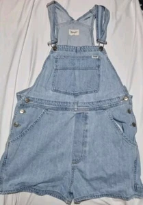 Vintage Wrangler Denim Bib Shorts Dungarees - Size Medium - Bust 90-98 - Picture 1 of 8