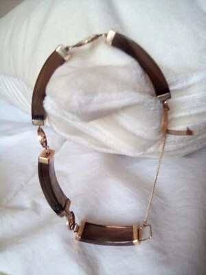 Pulsera Oriental Vintage 14k TOPACIO AHUMADO no Jade Talla 7 1/2" EXPORTACIÓN CHINA Foto 1 de 4