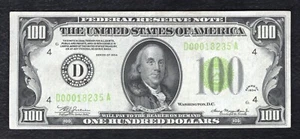 FR. 2152-D 1934 $100 LGS LIGHT GREEN SEAL FRN CLEVELAND, OH ABOUT UNCIRCULATED - Picture 1 of 2