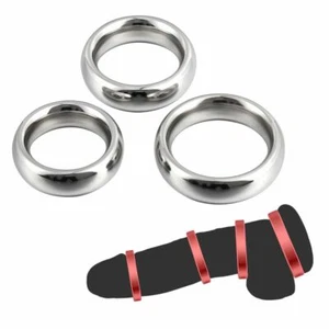Thick Heavy Duty Stainless Steel Metal Silver Male Cock Ring Penis Enhancer Band - Picture 1 of 14