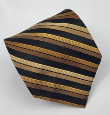 Corbata de seda Croft & Barrow marrón dorado rayas negras para hombre 58 x 3,5 Foto 1 de 4