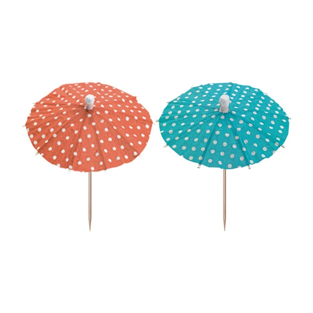 200 Deko Picker 10 cm farbig sortiert "Eisschirmchen Dots" Party Cocktail Eis - Bild 1 von 1