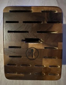 Pampered Chef 20 Slot Knife Block #The 1583 Acacia Wood 10" x 5 1/2" x 8” - Picture 1 of 5