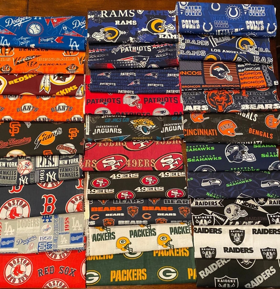 10 Pieces Lot Various NFL Sports Teams Cotton Fabric- 6” X 8” - Image 1 of 1