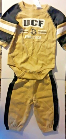NCAA OUTERSTUFF UCF GOLDEN KNIGHTS 12 MO TAN BLACK BABY CREEPER PANTS SET NEW Cover