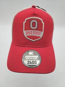 Cappello Ohio State Buckeyes Trucker Cap Snapback Rosso Beige Colosseo Maglia Patch NCAA - Foto 1 di 7