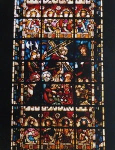 RELIGIOUS STAINED GLASS WINDOW MOUNTED PHOTO 8.4 X 6.5 INCHES BY MEL LONGHURST - Picture 1 of 2