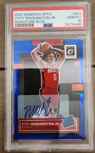 Tyty Washington Jr 2022-23 Optic Rated Rookie RC Auto Blue /49 - PSA 10 - Picture 1 of 2