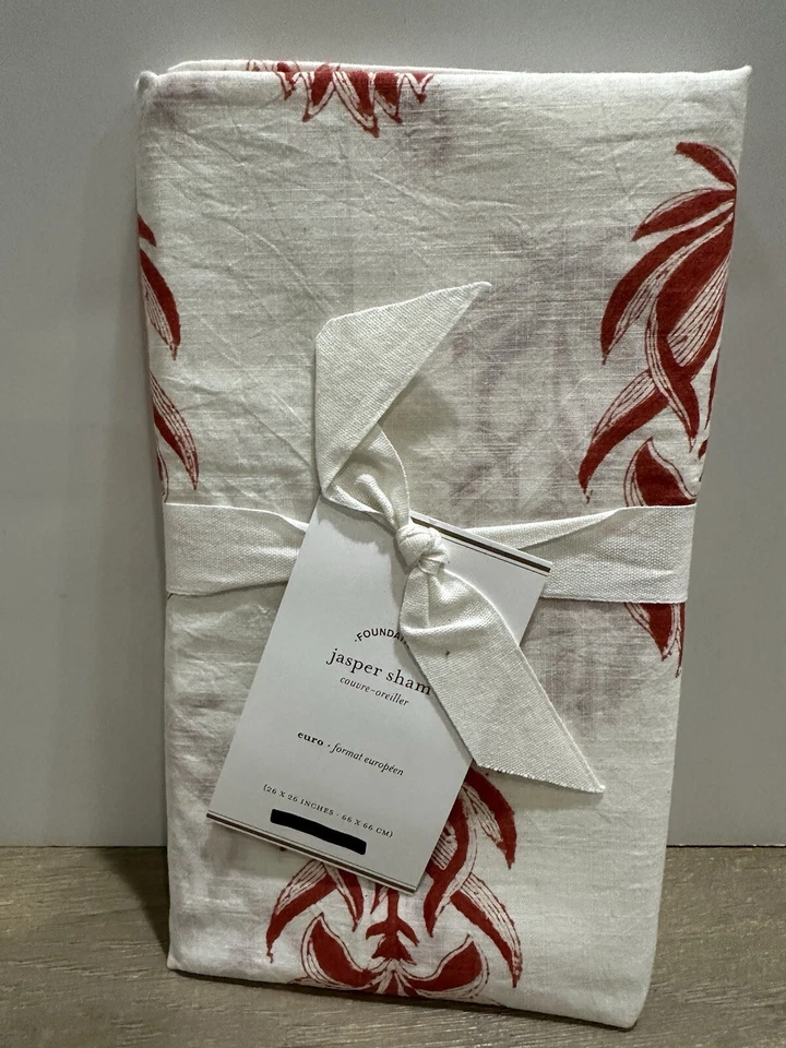 Pottery Barn Jaspe Euro Sham Naranja estampado en bloque UNO Foto 1 de 1