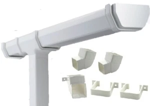 Kunststoff Dachrinnenset Schuppen Dachrinne 18 Fuß / 6 m Dachrinne 112 mm weiß quadratisch - Bild 1 von 1