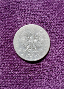 Wonderful Very Rare Polish Silver Coin 2 Zlote, 1933, Queen Jadwiga, Collection.