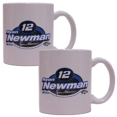RYAN NEWMAN #12 Penske Racing NASCAR (2) Piece 14oz Coffee Mug Set (White) Cover