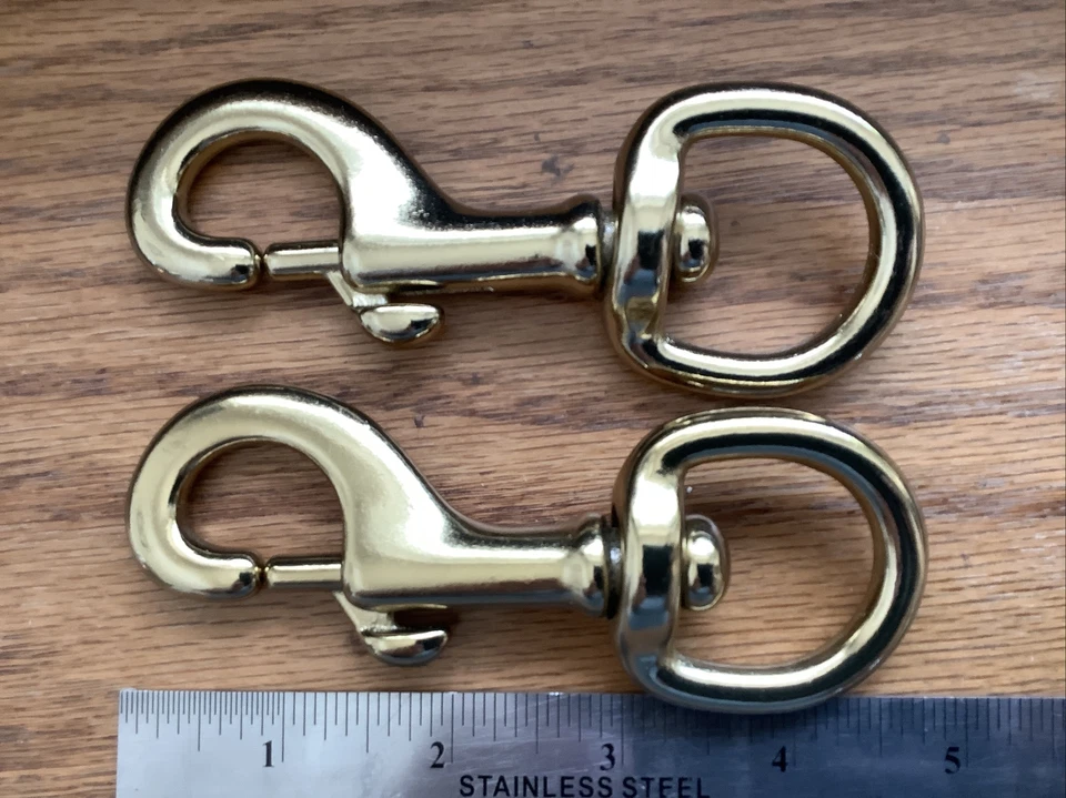 2- 1 1/4" x 4-3/4" Brass Swivel Bolt Snap Hooks Lot Of 2 - Image 1 of 1