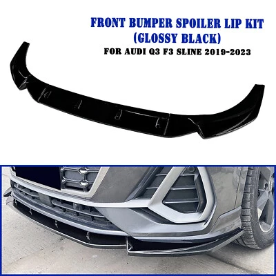 Front Bumper Spoiler Lip Splitter Kit For Audi Q3 F3 Sline 2019-2024 Black - Image 1 of 4