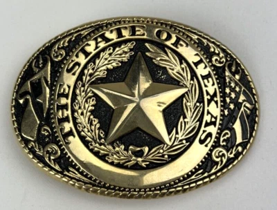 Hebilla de cinturón de latón dorado de colección Estado de Texas - Estrella solitaria Foto 1 de 3