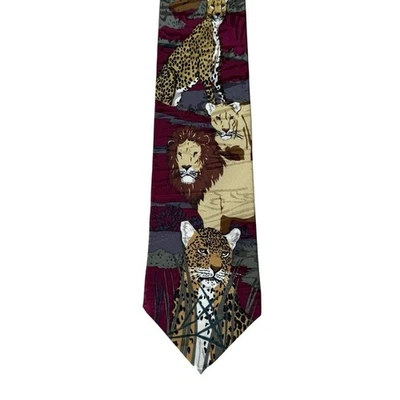 WWF Mens Silk Tie Jungle Animals Quiet Luxury Old Money Formal Career - Image 1 of 4