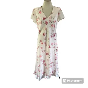 Maxi abito vintage Y2K rosa floreale manica svasata taglie forti 16 fairycore romantico - Foto 1 di 9