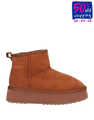 RRP€199 HOOR Suede Leather Snow Boots US6 UK3 EU36 Brown Logo Flatform - Image 1 of 4