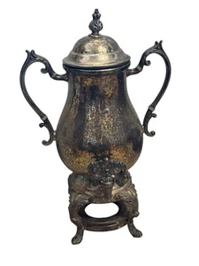 Urna caffè vintage placcata argento Samovar doppio manico 19" senza bruciatore - Foto 1 di 8