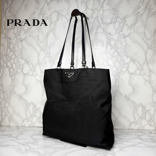 021 PRADA Sac fourre tout structure trois chambres sac à main bandoulière noir nj2